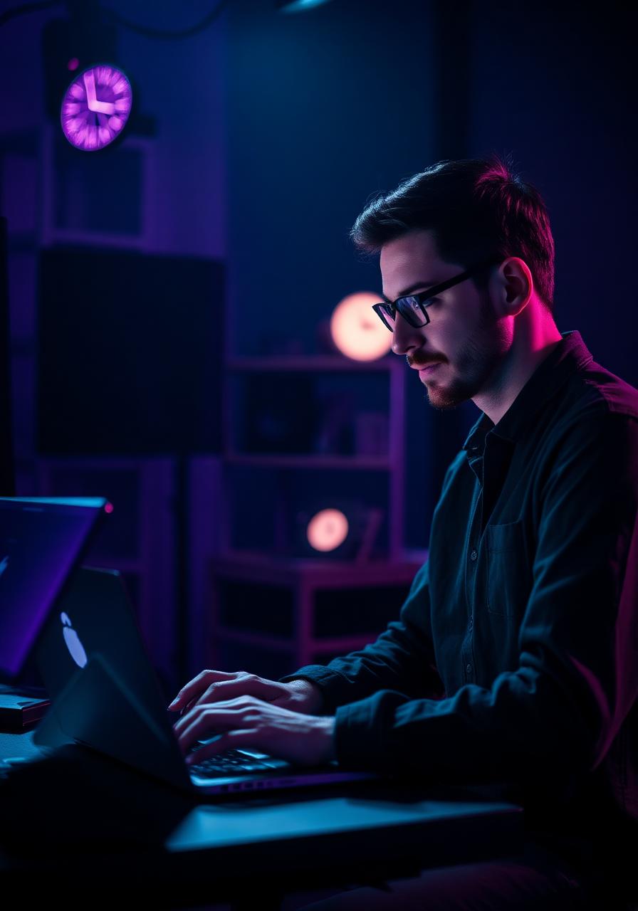 Designer working late on a client website
